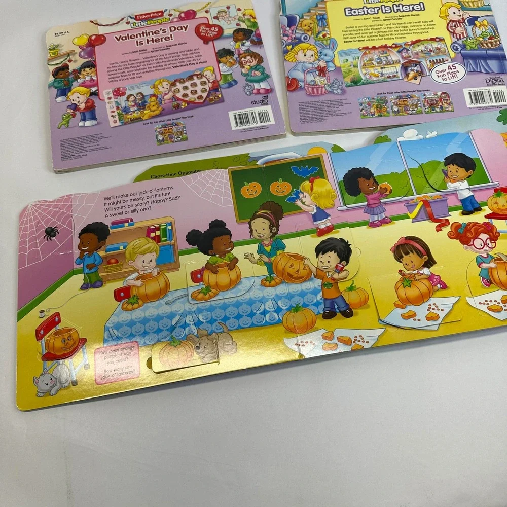 Fisher-Price Little People Lift-the-Flap Board Books Set of 4 Halloween Easter